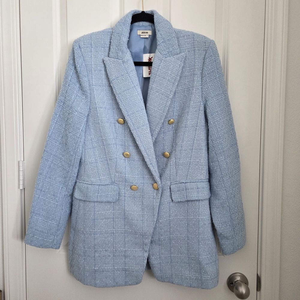 Jason Wu Powder Blue Tweed Double-Breasted Women's Blazer